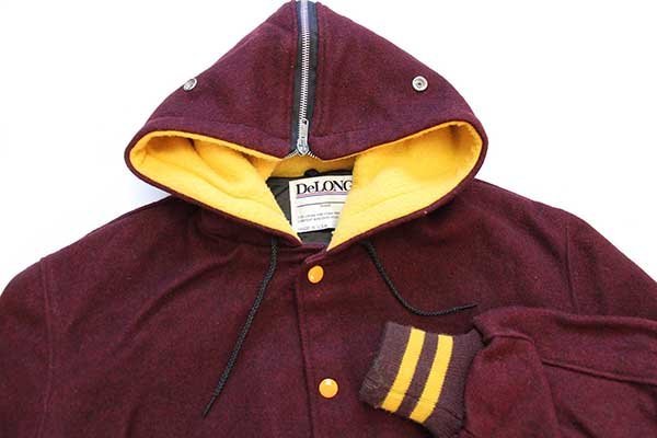 90s USA製 DeLONGデロング セーラーカラー メルトン ウール スタジャン