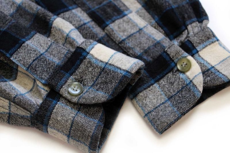 50s PENDLETONペンドルトン チェック オープンカラー ウールシャツ L