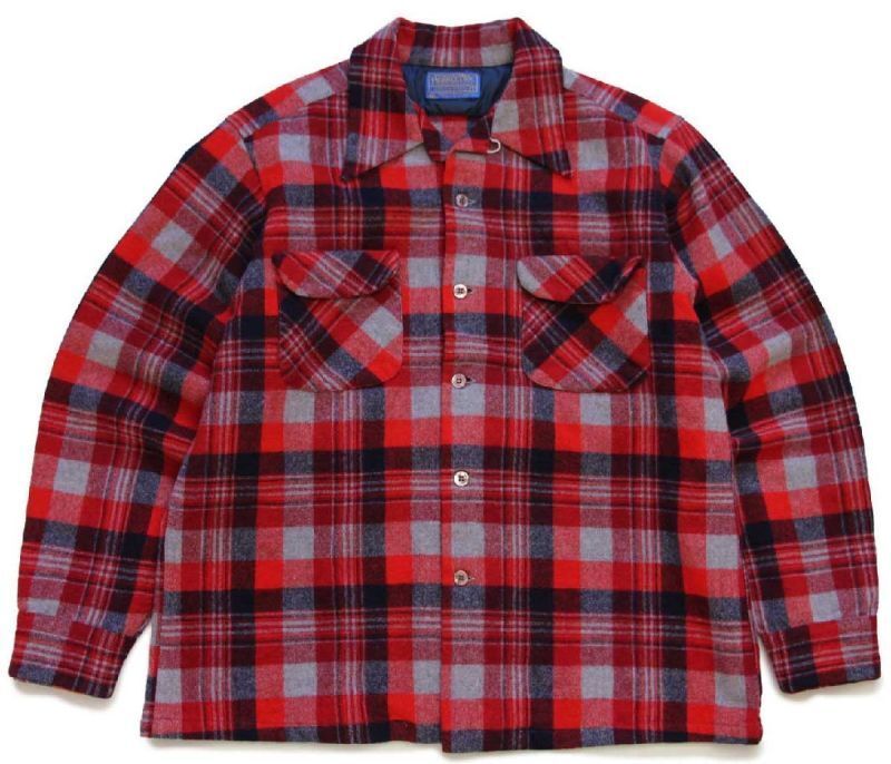 70s USA製 PENDLETONペンドルトン チェック ウール オープンカラー