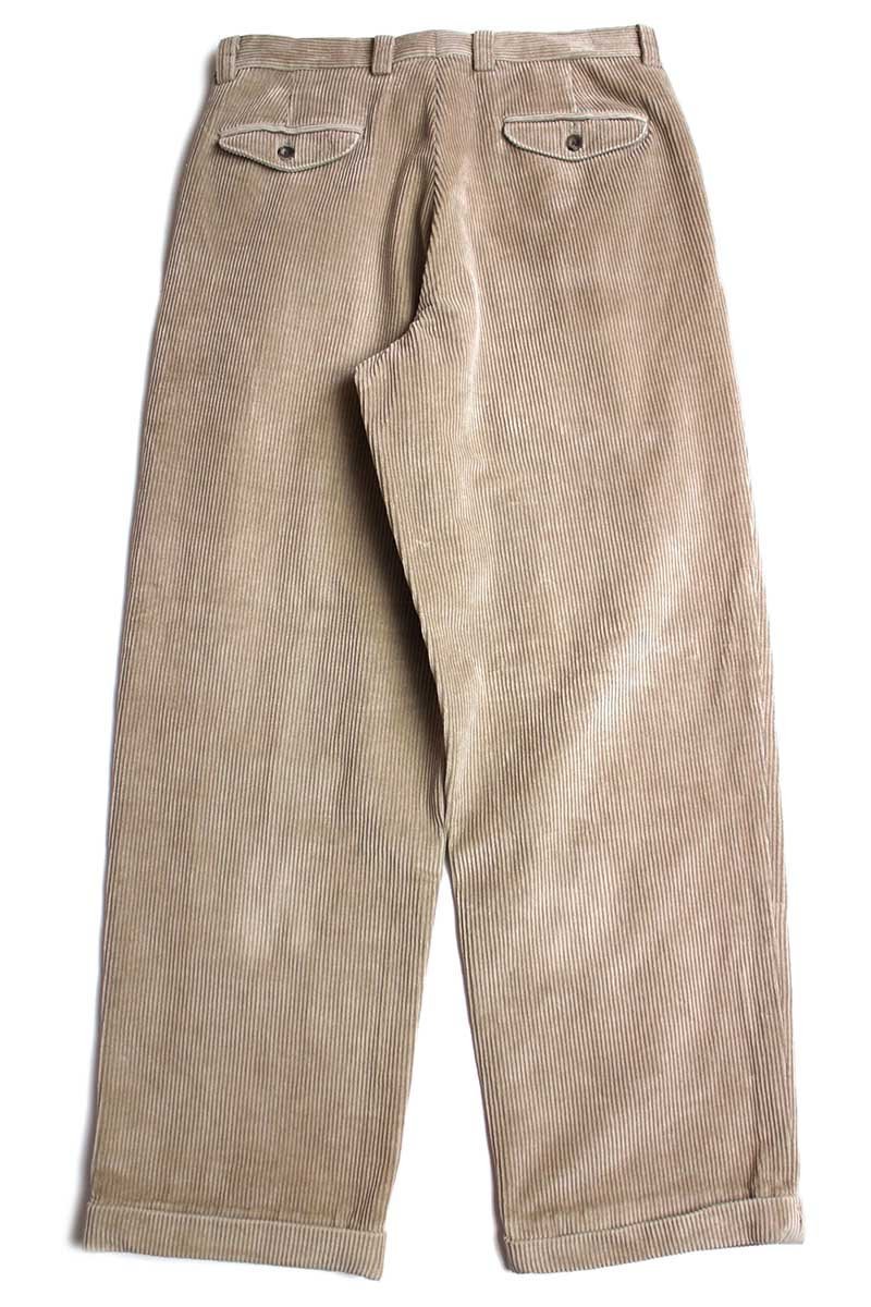 90s L.L.Bean ツータック 太畝 コーデュロイパンツ ベージュ w34