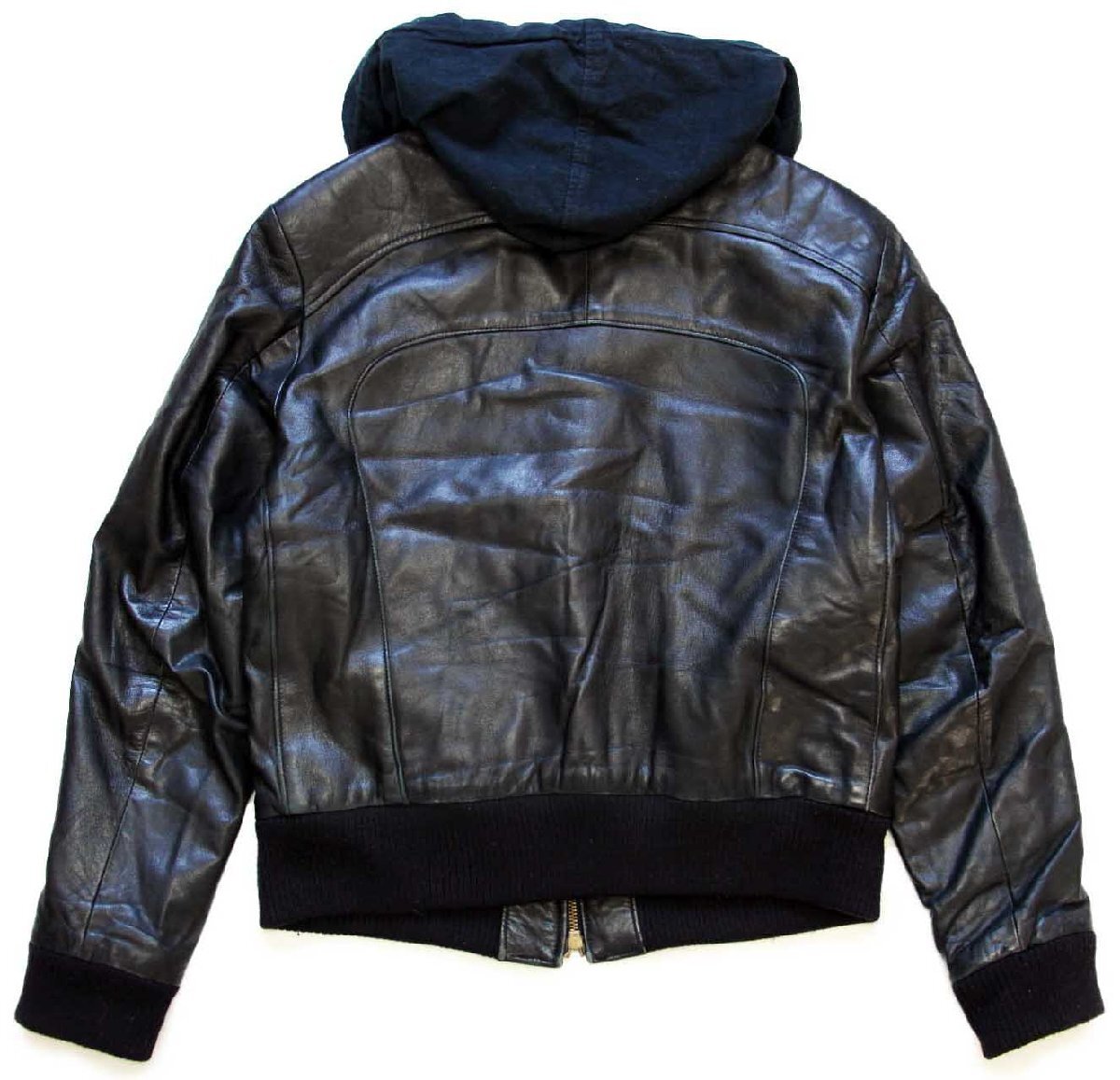 80s イタリア製 Vera Pelle フード付き 薄中綿入り レザージャケット
