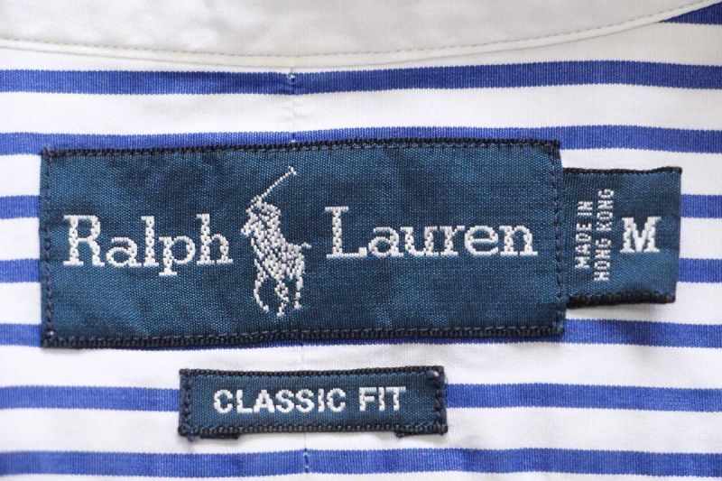 90s ラルフローレン ストライプ ボタンダウン クレリック コットン