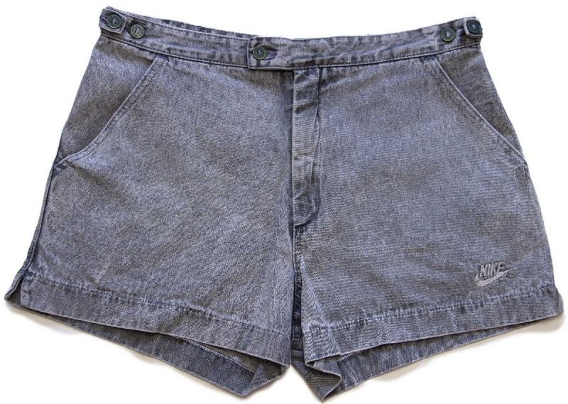 90s イタリア製 NIKEナイキ ロゴ刺繍 ブラックデニム ショートパンツ
