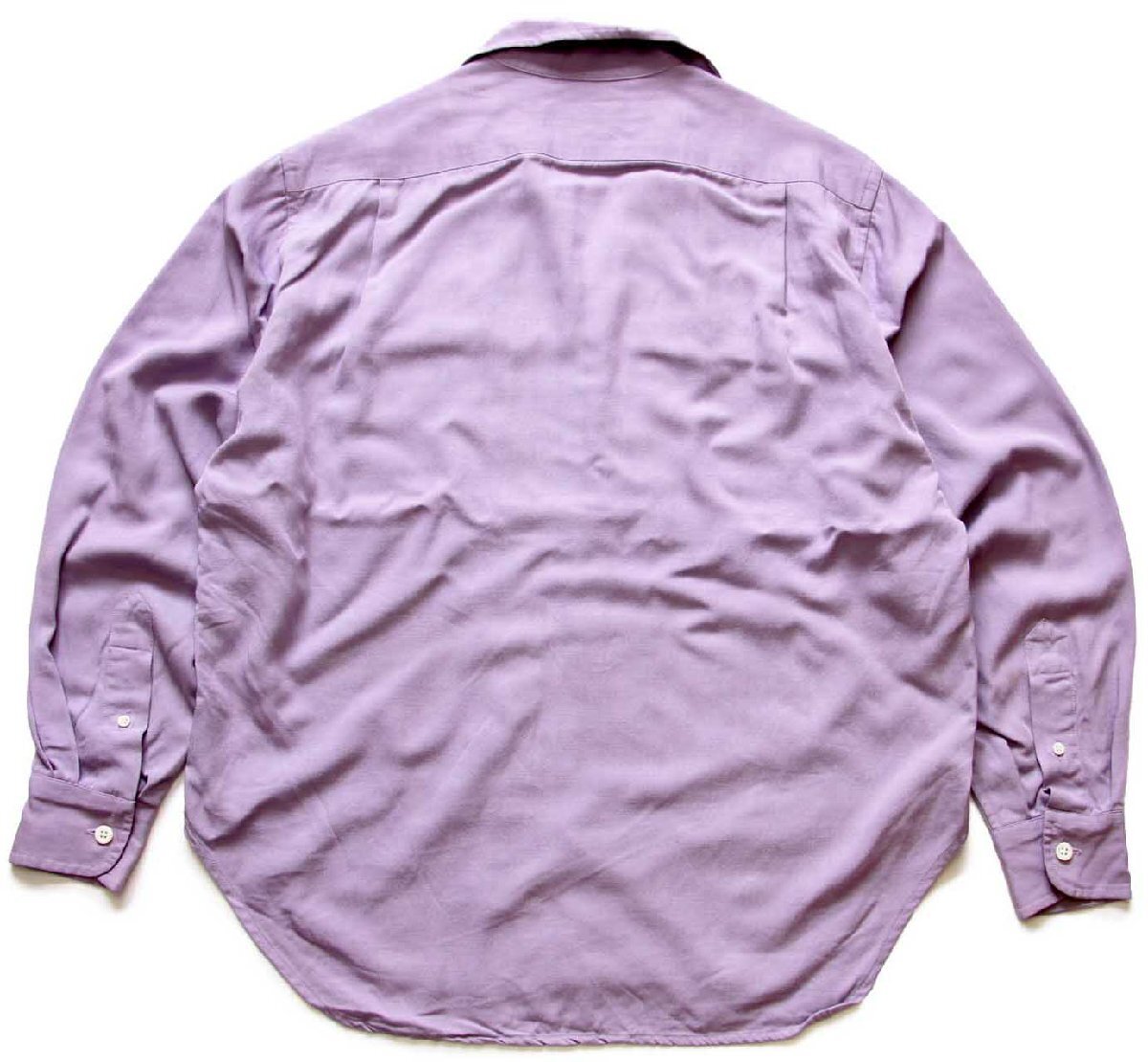 90s ラルフローレン レーヨン×ウール オープンカラーシャツ ラベンダー