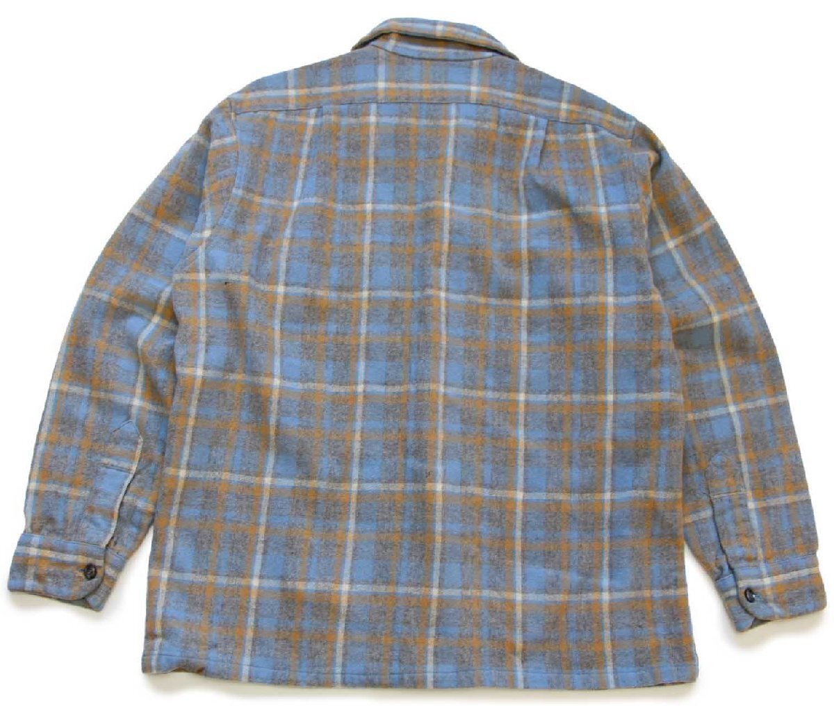 70s USA製 PENDLETONペンドルトン チェック オープンカラー ウール
