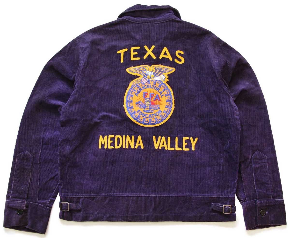 80s FFA TEXAS チェーン刺繍&ピンズ&パッチ付き コーデュロイ