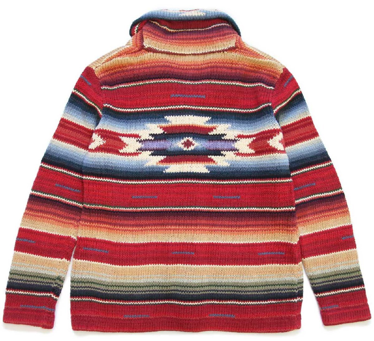 00s LAUREN ラルフローレン ネイティブ柄 ショールカラー コンチョ