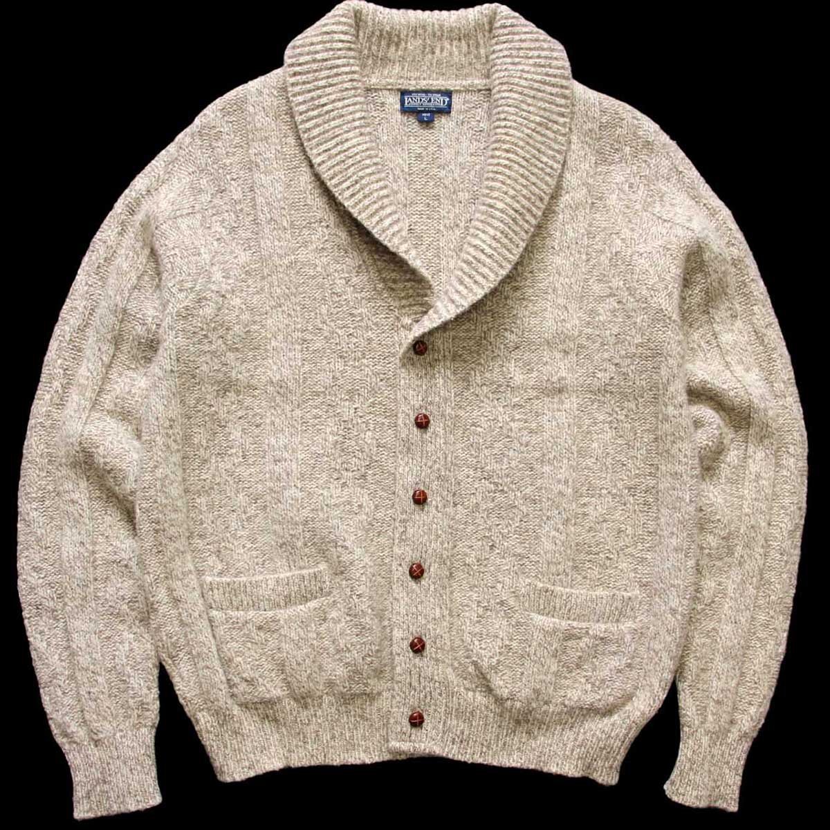 90s USA製 LANDS'ENDランズエンド ショールカラー エルボーパッチ