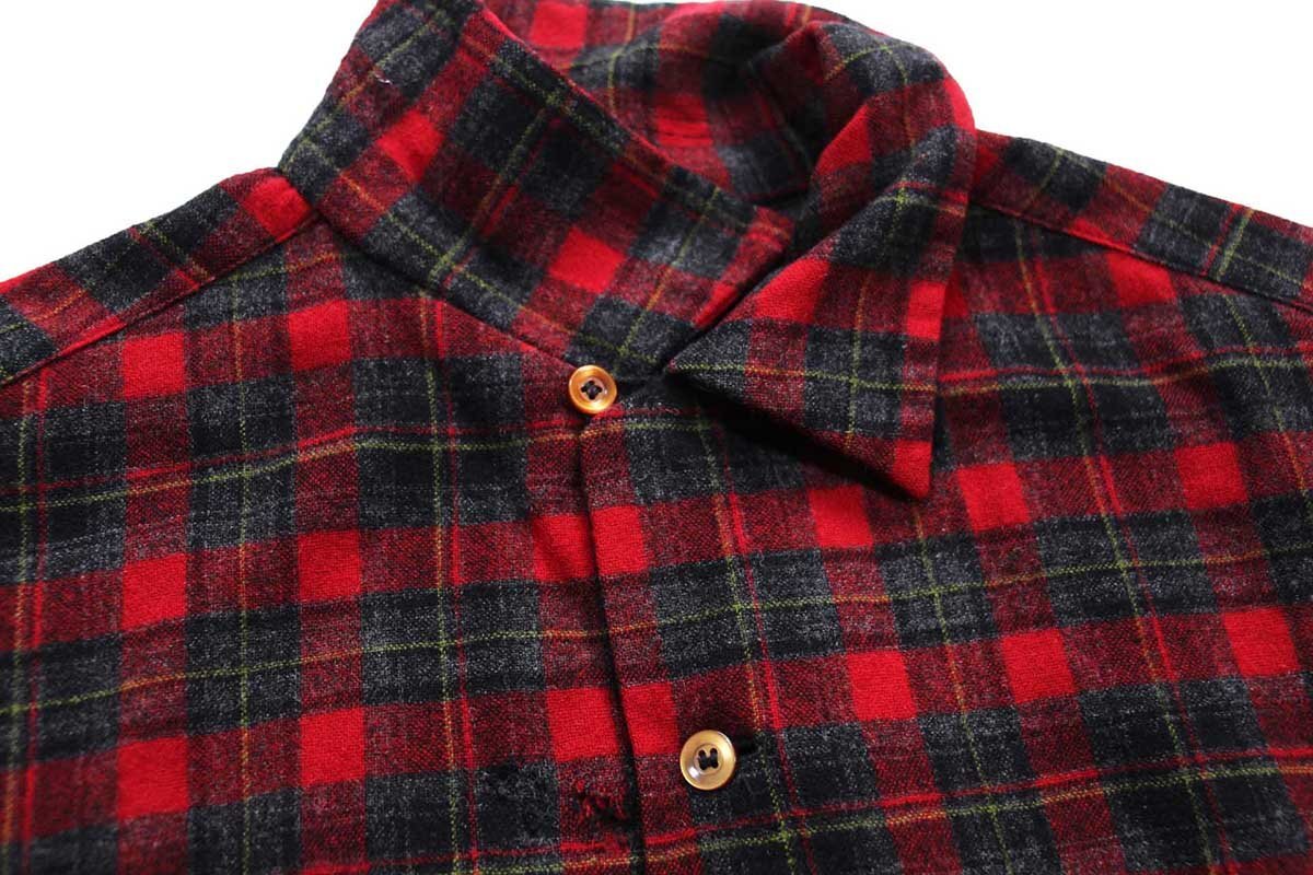 60s PENDLETONペンドルトン チェック オープンカラー ウールシャツ