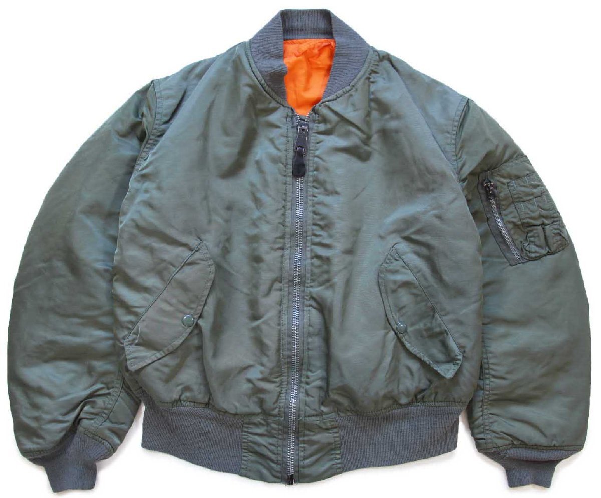 90s USA製 ALPHAアルファ MA-1 フライトジャケット オリーブ M