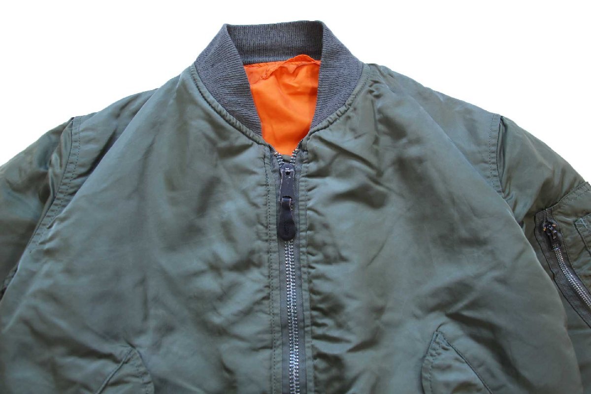 90s USA製 ALPHAアルファ MA-1 フライトジャケット オリーブ M
