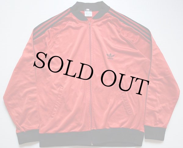 80s USA製 adidasアディダス ATP ジャージ ツートン 赤×黒 L☆トラック