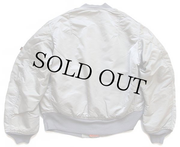 90s USA製 ALPHAアルファ MA-1 フライトジャケット シルバー S