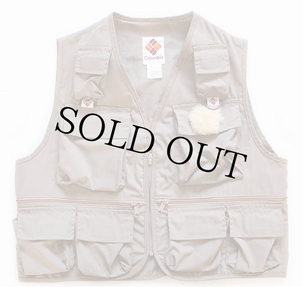 80s Columbiaコロンビア フィッシングベスト グレーベージュ L