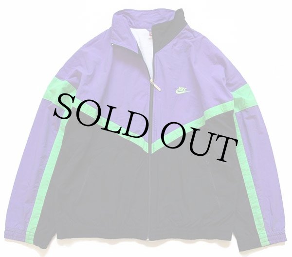 90s NIKEナイキ マルチカラー 切り替え ナイロンジャケット 紫×黒×蛍光
