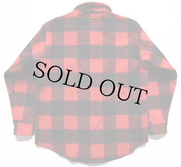 80s USA製 melton バッファローチェック ウール シャツジャケット 赤