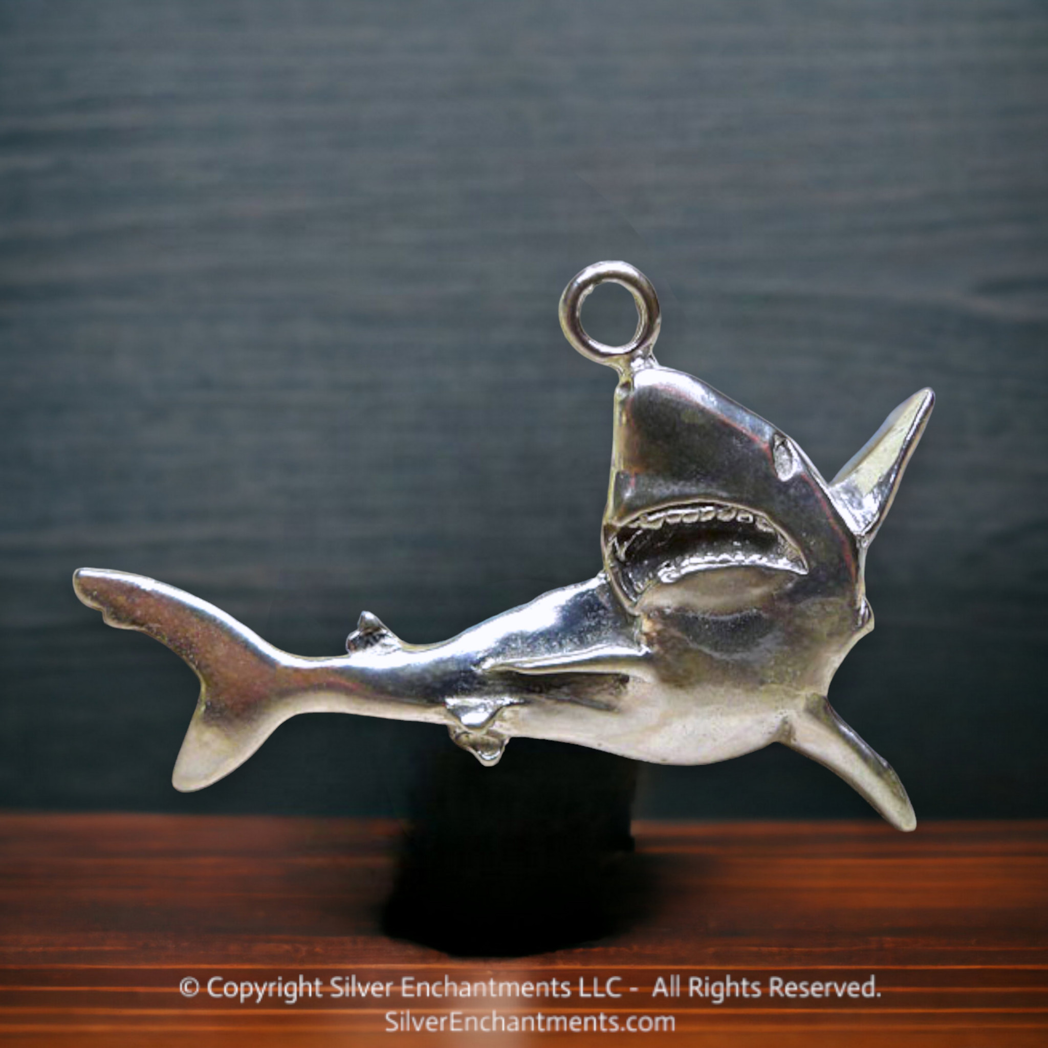 Jaws Sterling Silver Large Shark Necklace Pendant