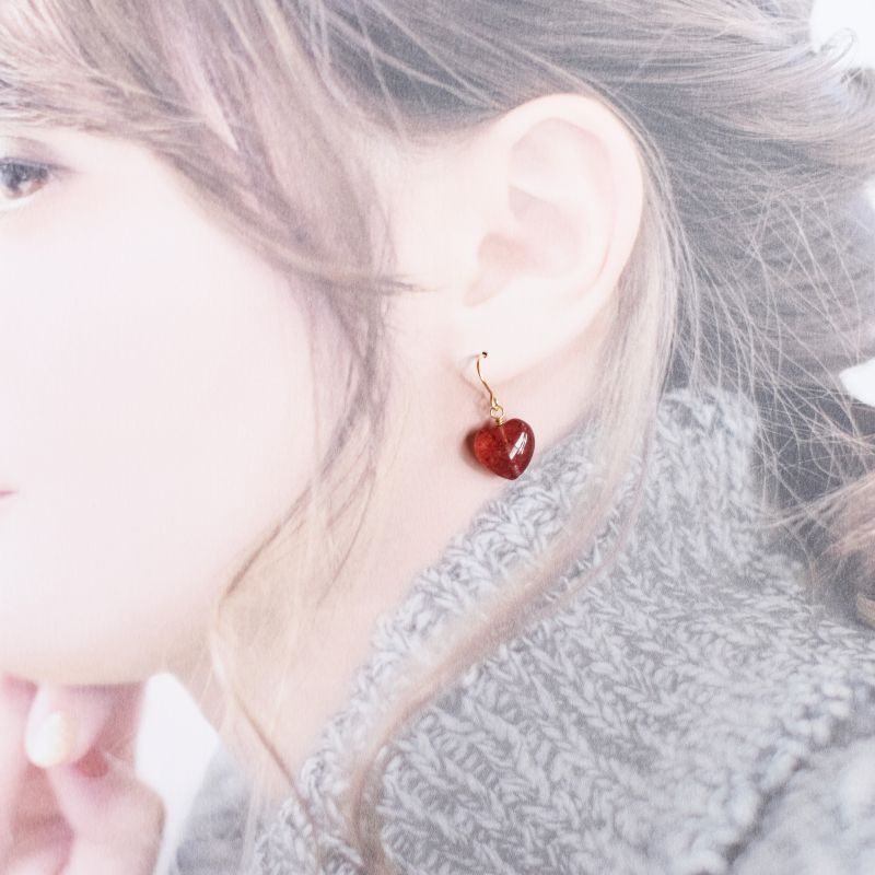 no.4289 レッドコーラル×ヘマタイト║ピアス/イヤリング║ステンレス