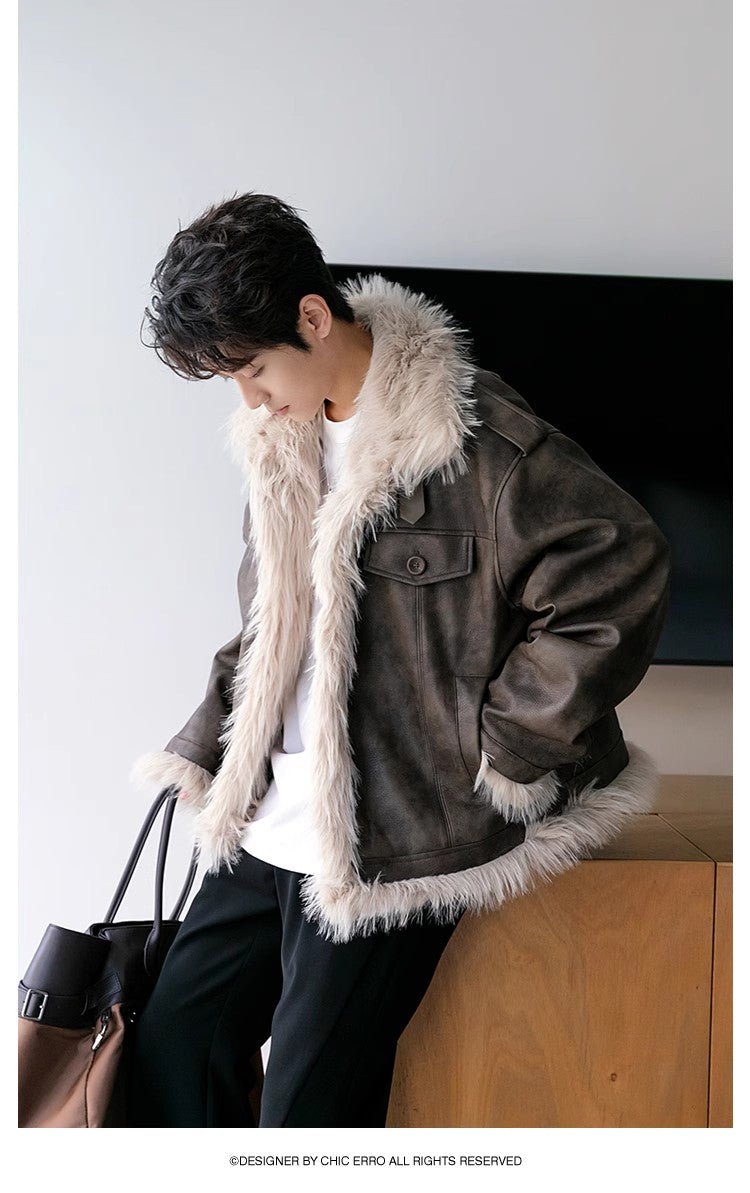 Thick fur collar jacket OR3742 – 韓国メンズファッション通販 - ORUN -