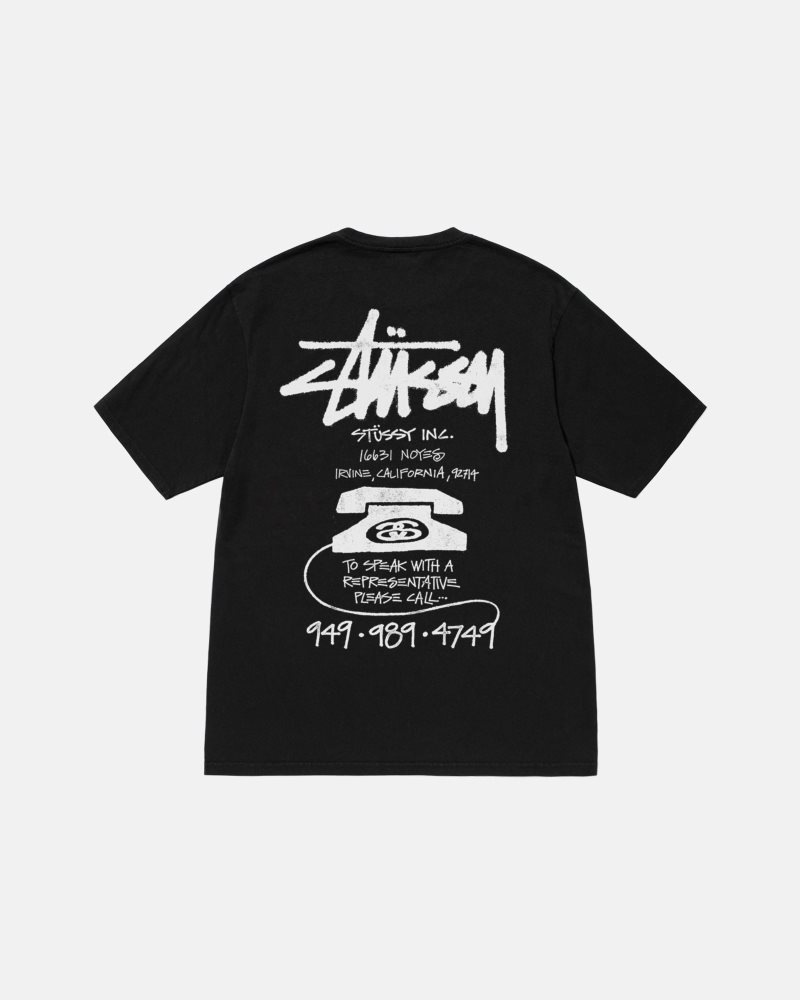 Stussy Old Phone Pigment Dyed Tシャツ 黒 日本 新作 | Stussy Japan