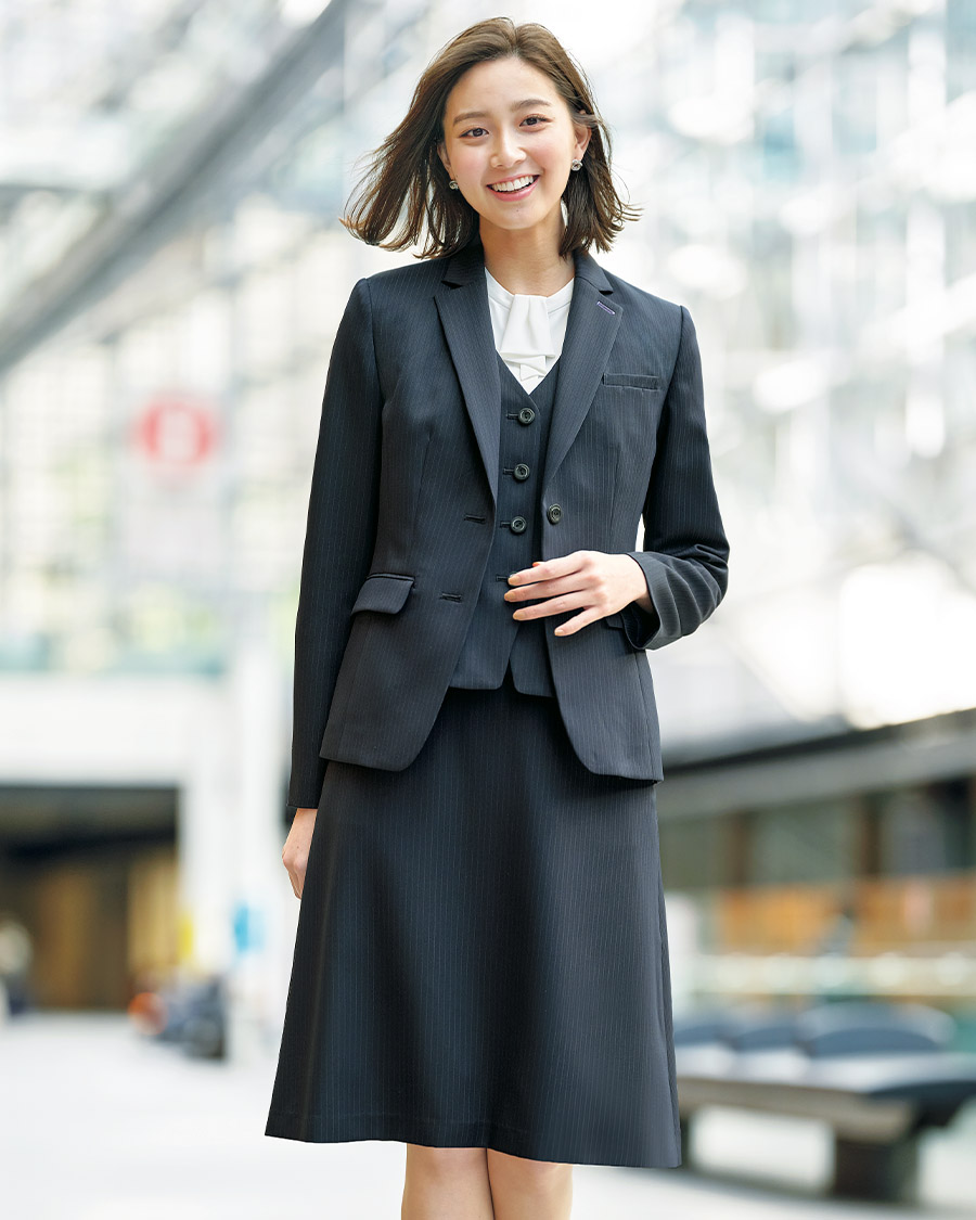 アーバン・ストライプ】長め丈 Aラインスカート | ユニフォーム総合