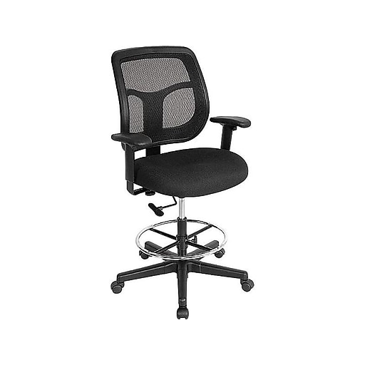 EuroTech Apollo Mesh Fabric Back Fabric Drafting Chair, Black