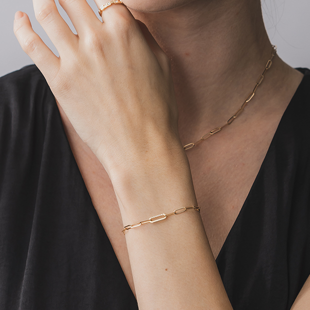 DIAMOND LINK CHAIN BRACELET(2JU0336)K10 ブレスレット｜スター