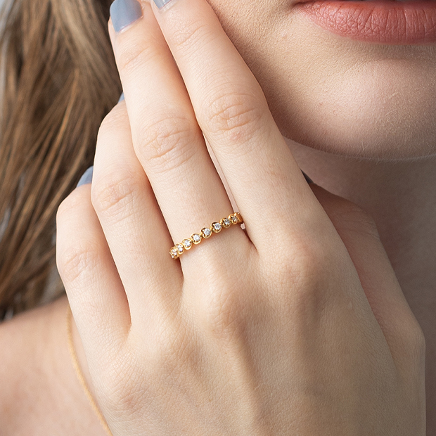 HEART ROUND HALF ETERNITY RING(S)(1ZR1159)K18 リング｜スター