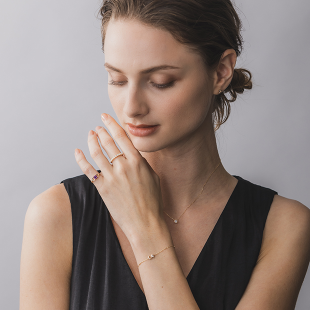 CROSSING STAR & MOON BRACELET(2JU0297)K10 ブレスレット｜スター