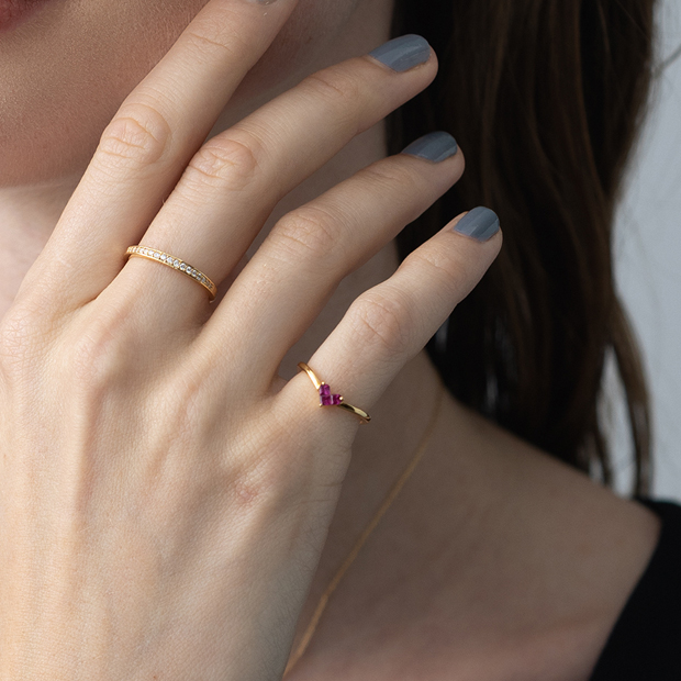 MYSTERIOUS HEART RUBY PINKIE RING(2ZR1480)K18 ピンキーリング