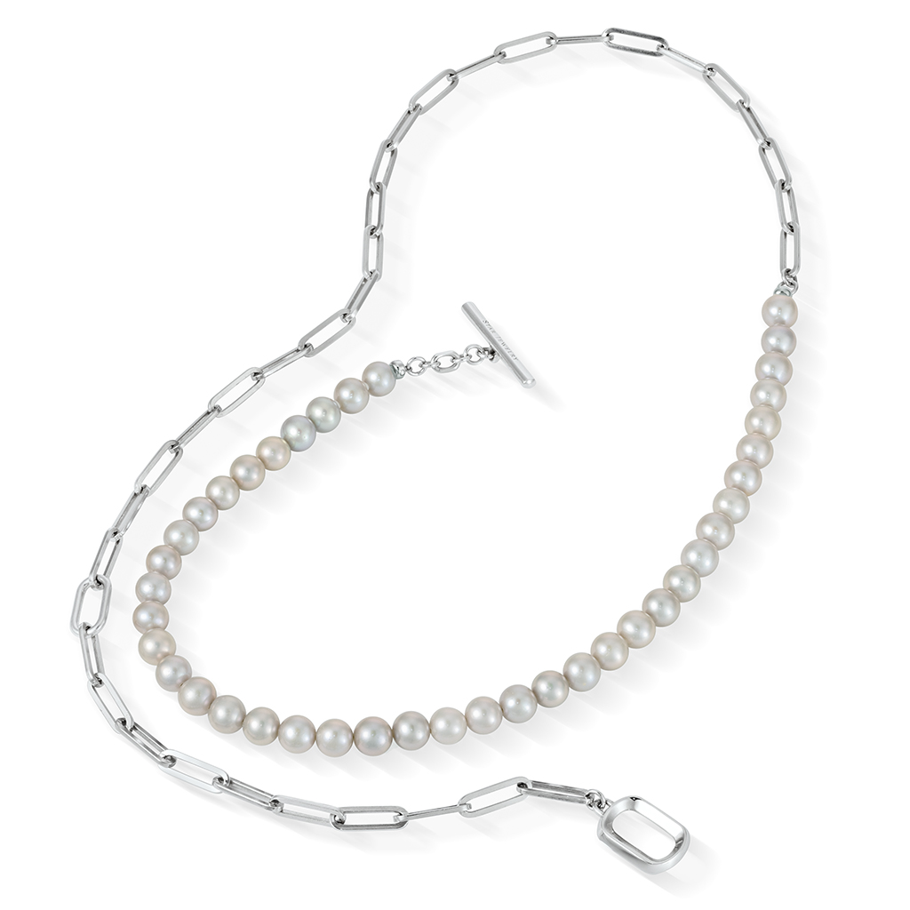 GRAY PEARL LINKS NECKLACE(L)(2SN1634)SV925 ネックレス｜スター