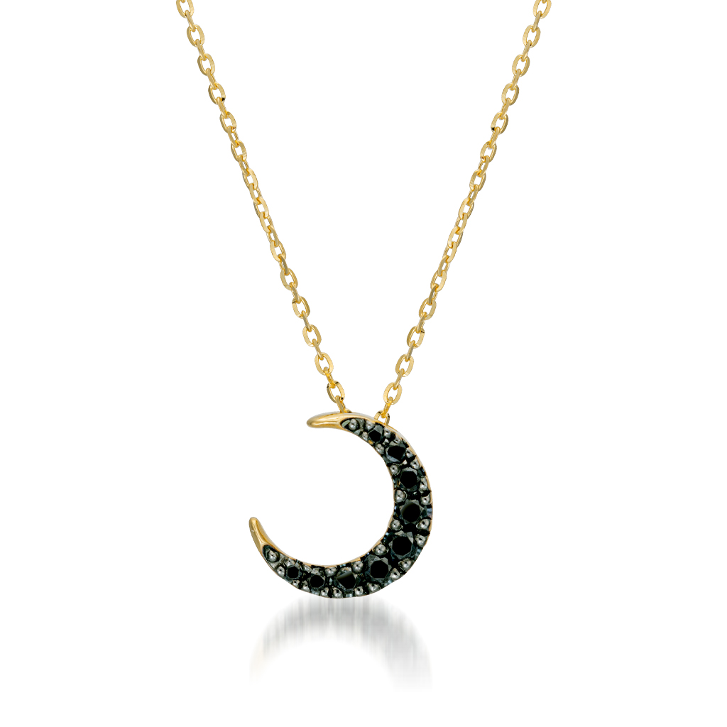 BLACK DIAMOND MOON NECKLACE(2ZN2453)K18 ネックレス｜スター
