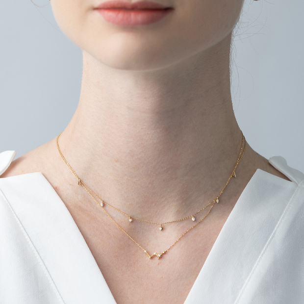 DIAMOND STATION NECKLACE(2ZN2452)K18 ネックレス｜スタージュエリー