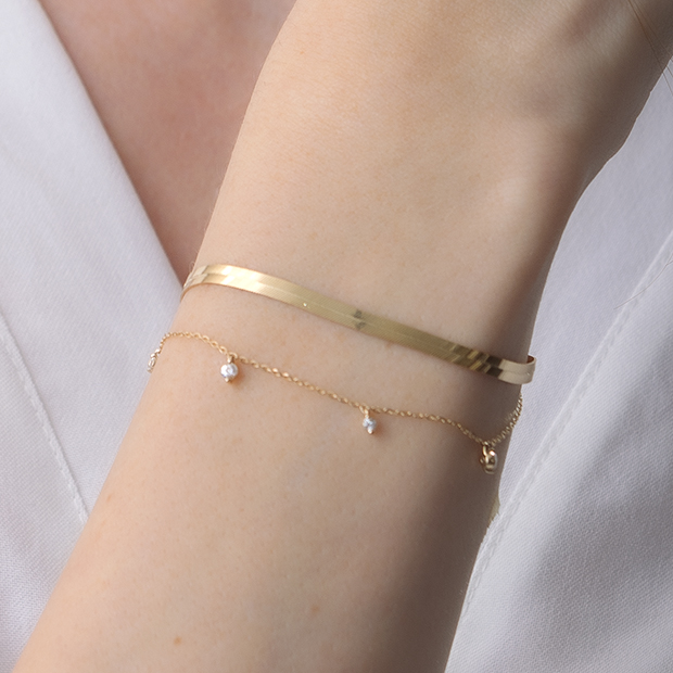 FLAT HERRINGBONE BRACELET(2JU0345)K10 ブレスレット｜スター