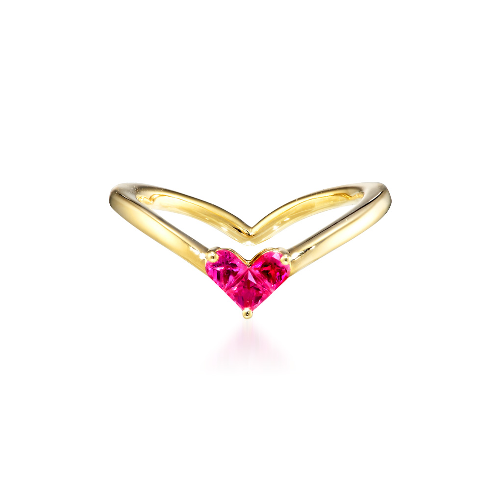 MYSTERIOUS HEART RUBY PINKIE RING(2ZR1480)K18 ピンキーリング