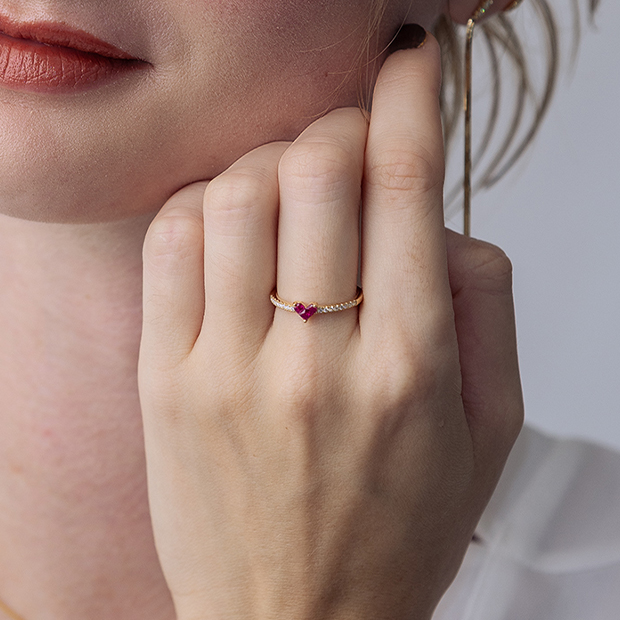 MYSTERIOUS HEART RUBY RING(1ZR1229)K18 リング｜スタージュエリー