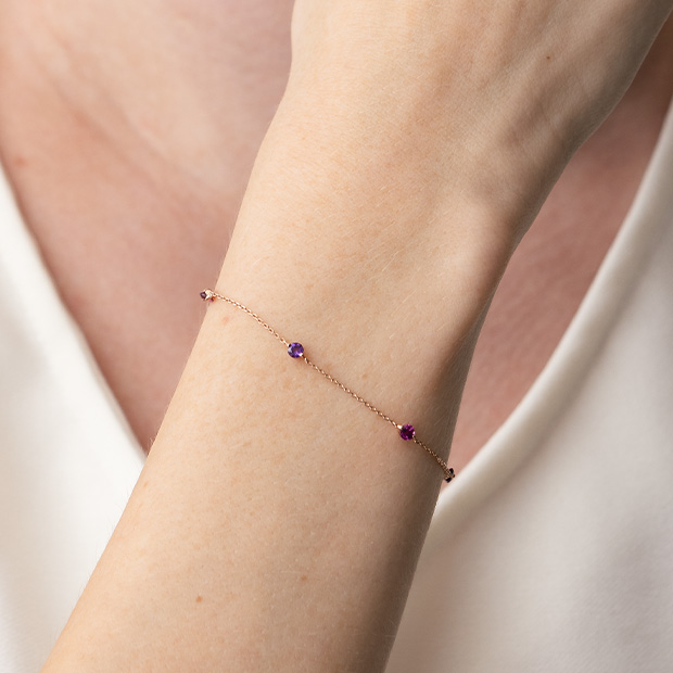 RHODORITE GARNET & PINK AMETHYST BRACELET(2JU0217)K10 ブレスレット