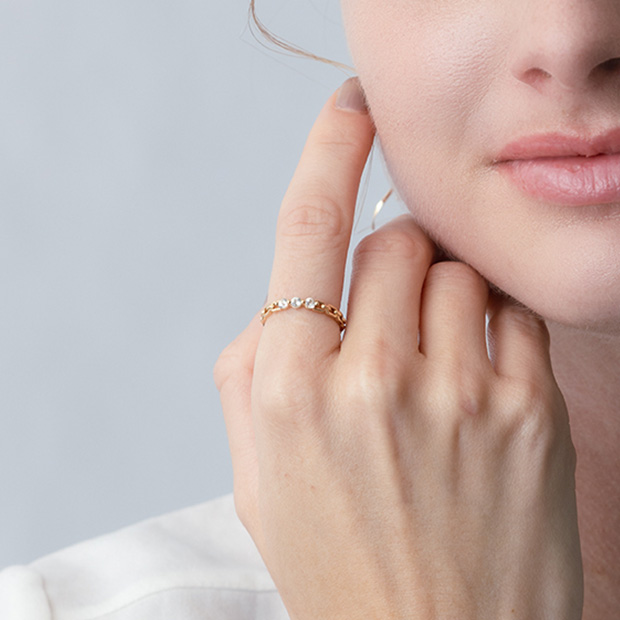 WHITE SAPPHIRE CHAIN RING(2JR0569)K10 リング｜スタージュエリー公式