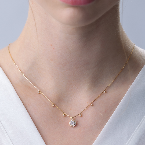 GARDEN HALO DIAMOND NECKLACE(L)(1ZN1123)K18/Pt950 ネックレス