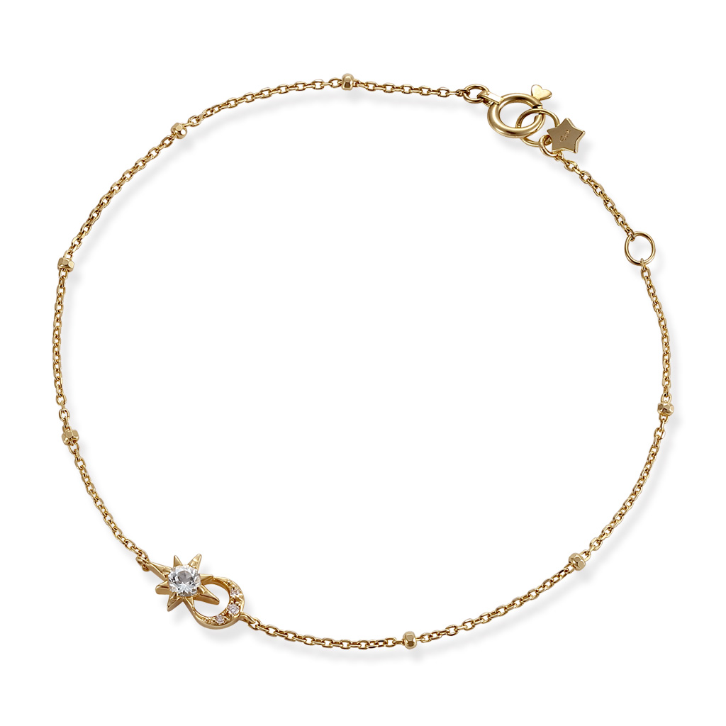 CROSSING STAR & MOON BRACELET(2JU0297)K10 ブレスレット｜スター