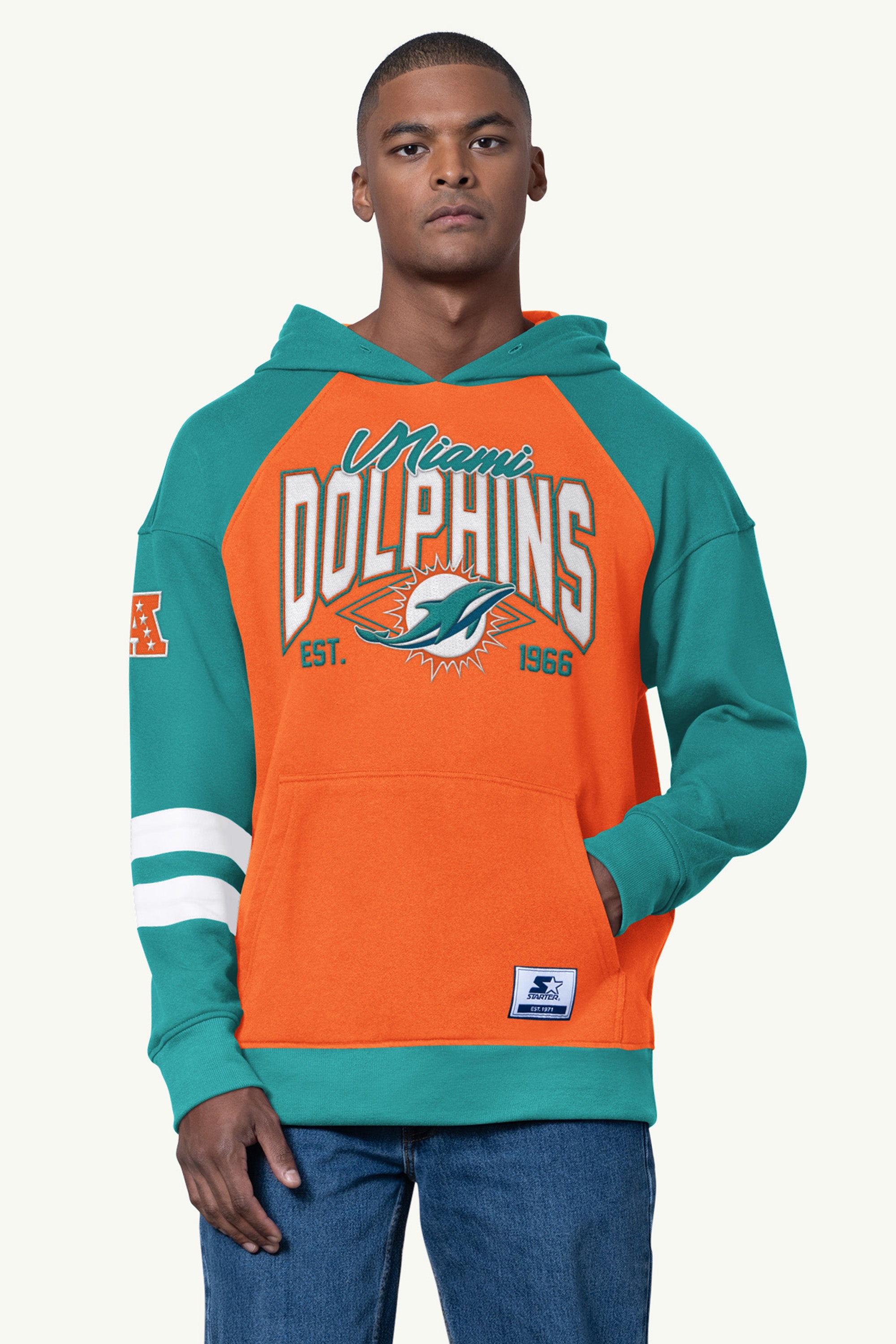 Mens Miami Dolphins Interception Colorblock Hoodie | NFL | Starter
