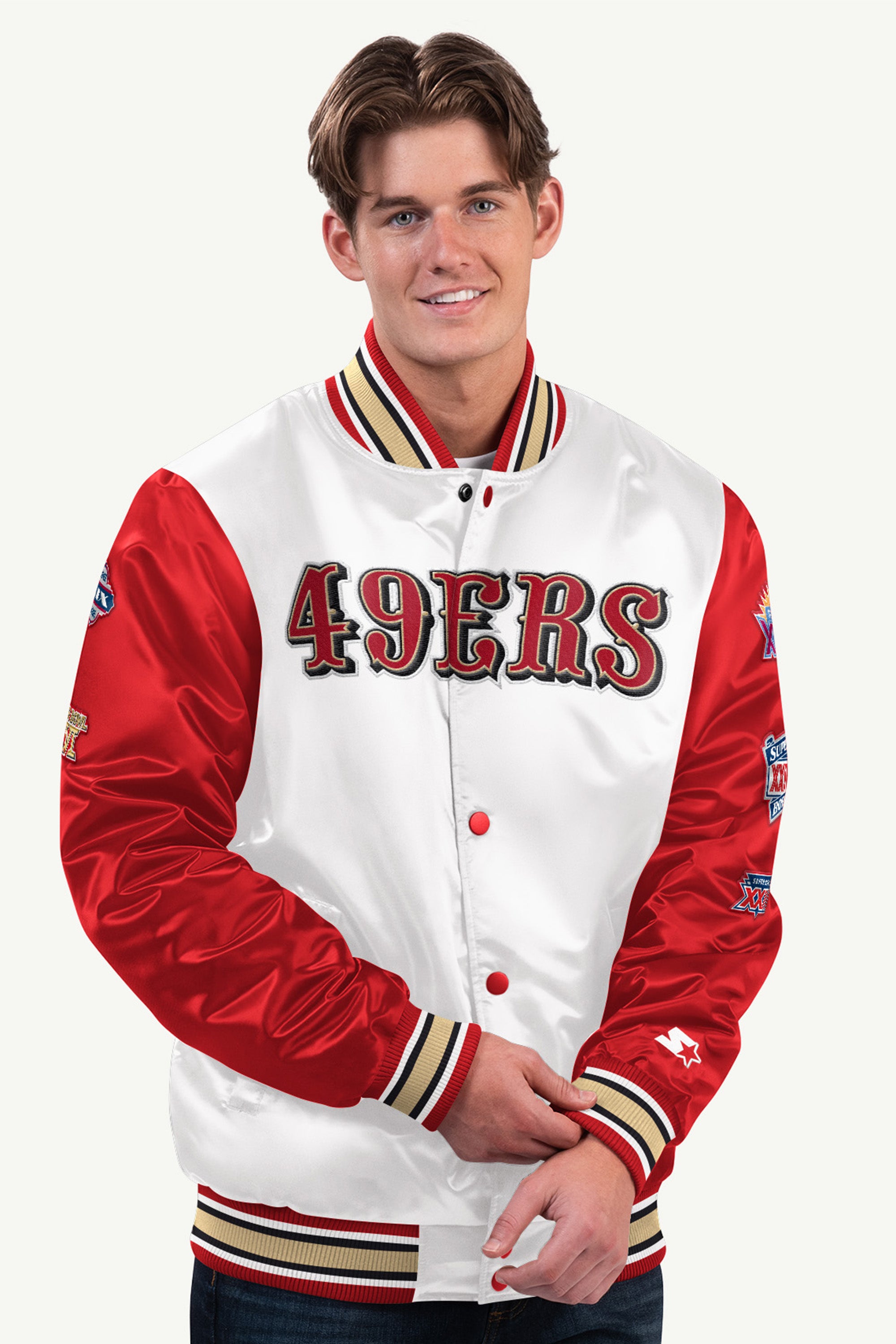 Mens San Francisco 49ers Satin Varsity Jacket | NFL | Starter