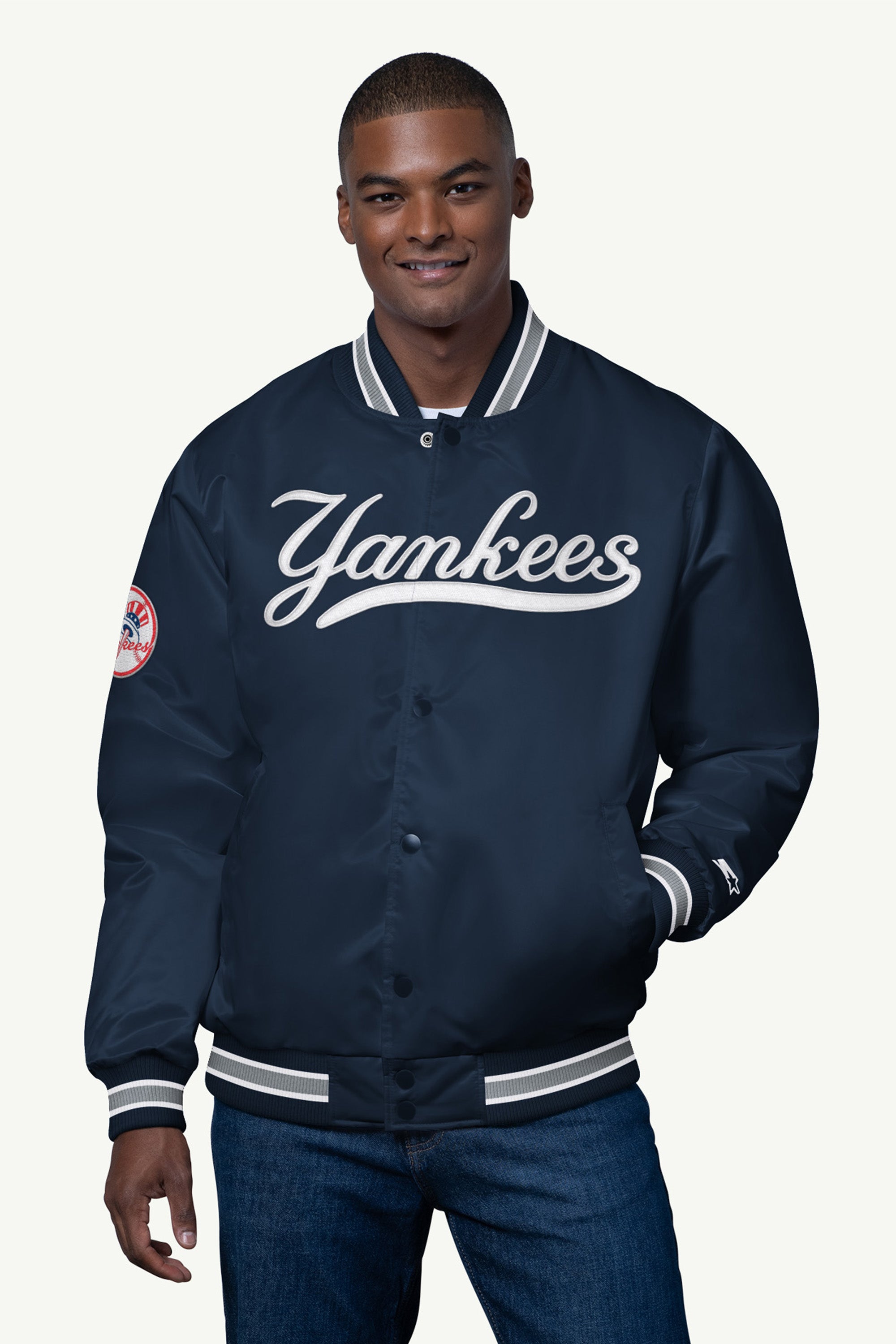Mens New York Yankees Satin Varsity Jacket | MLB | Starter