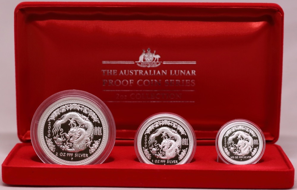 2000 Silver Lunar 3 Coin Set S1 - Dragon | Sterling & Currency