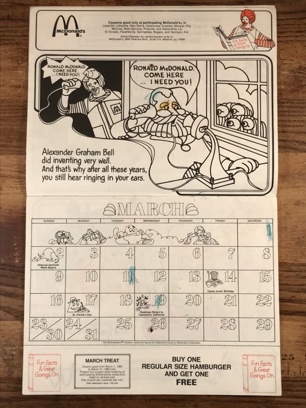 Ronald McDonald “1980” Coloring Calendar マクドナルド ビンテージ