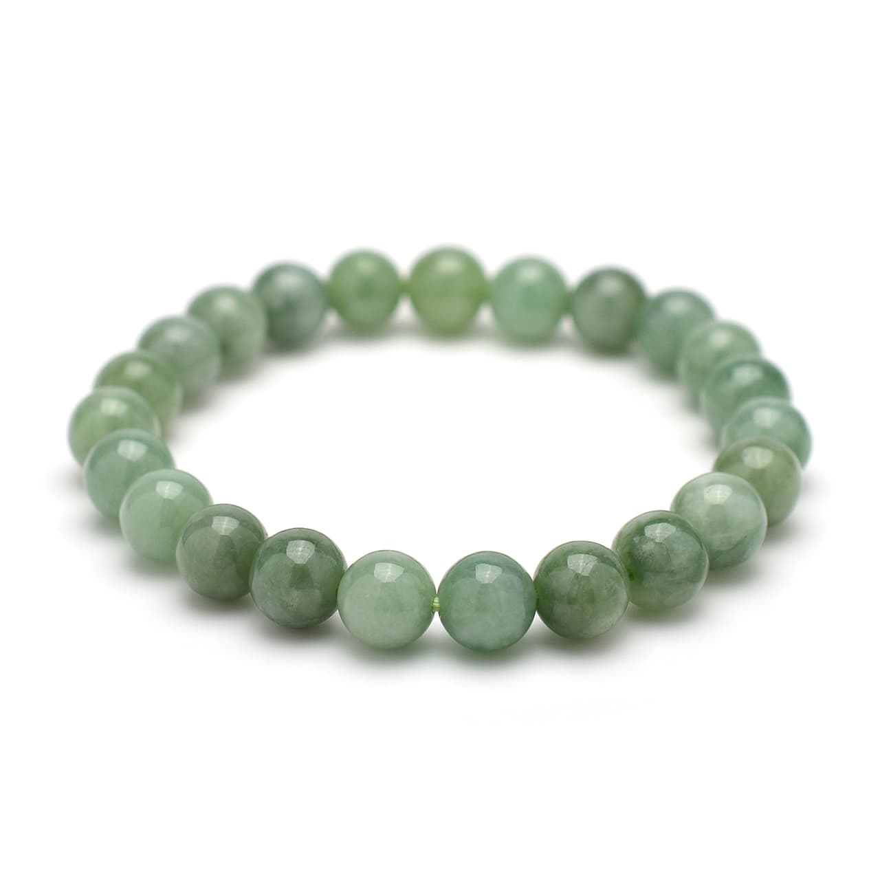 本翡翠(ジェダイト)(4Aランク) - 8mm玉、サイズ15cm | 天然石