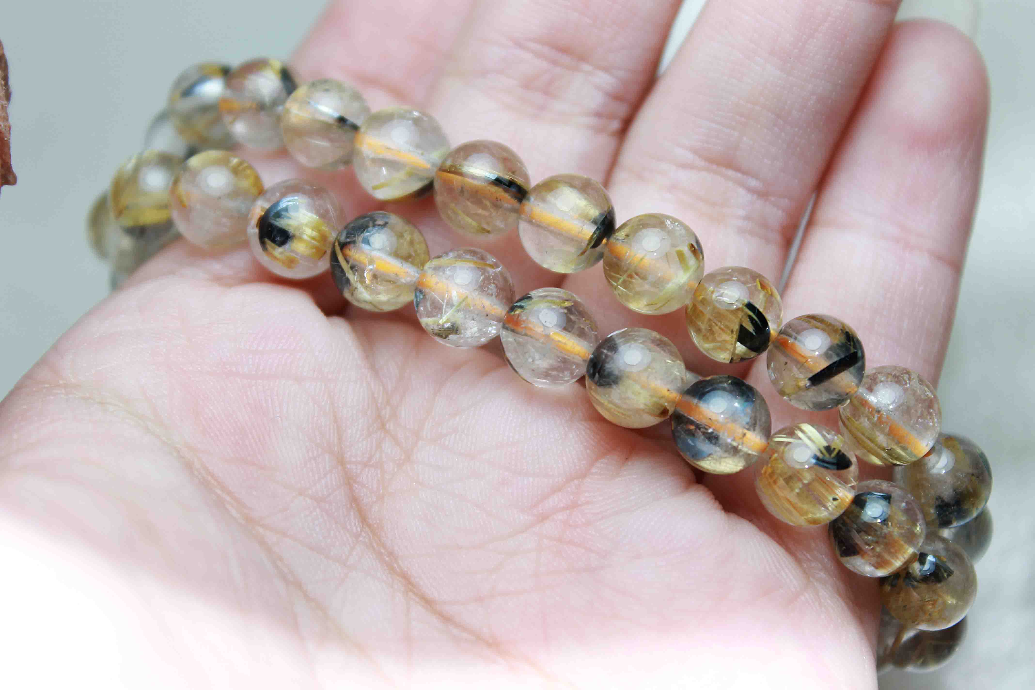 ブレス ヘマタイトルチルクォーツ 太陽タイチンルチル 約7mm 品番