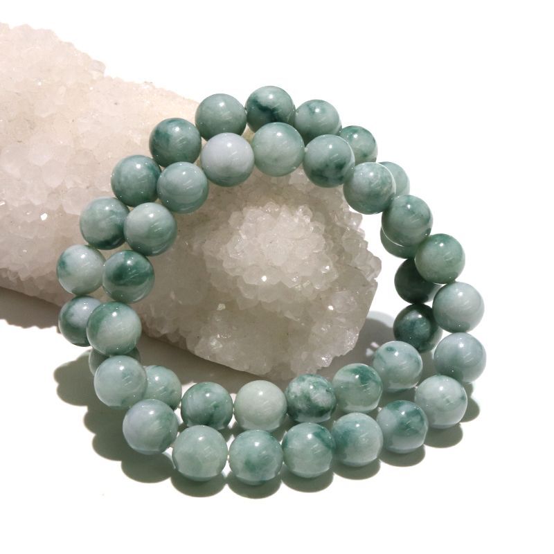 ブレス 青翡翠＜ミャンマー産＞ 丸 約10mm ブルーヒスイ 人生 成功