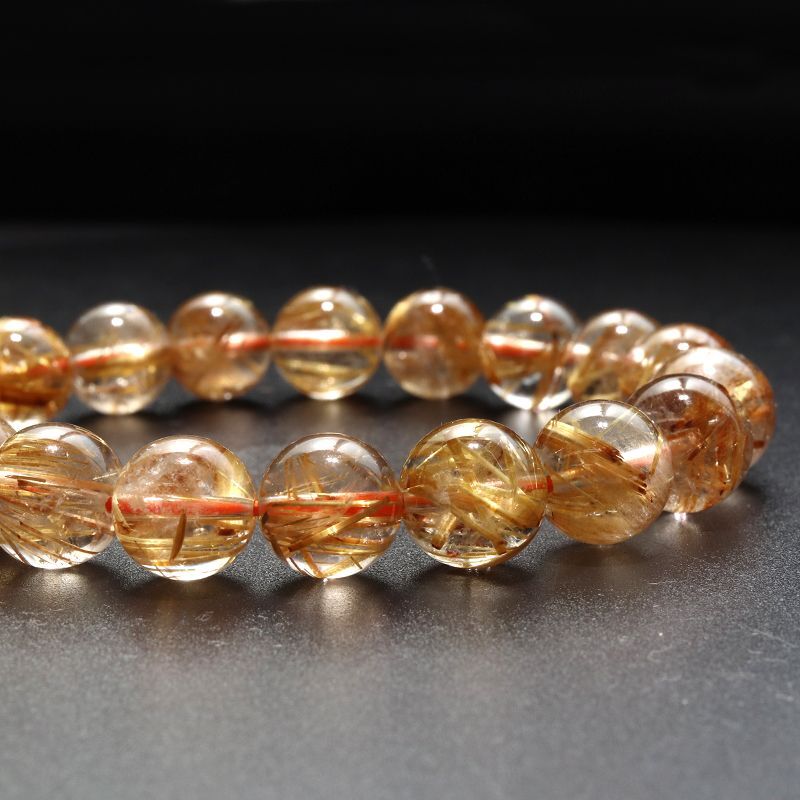 ブレス タイチンルチルクォーツ＜ブラジル産＞ 丸 約10mm 金運 財運