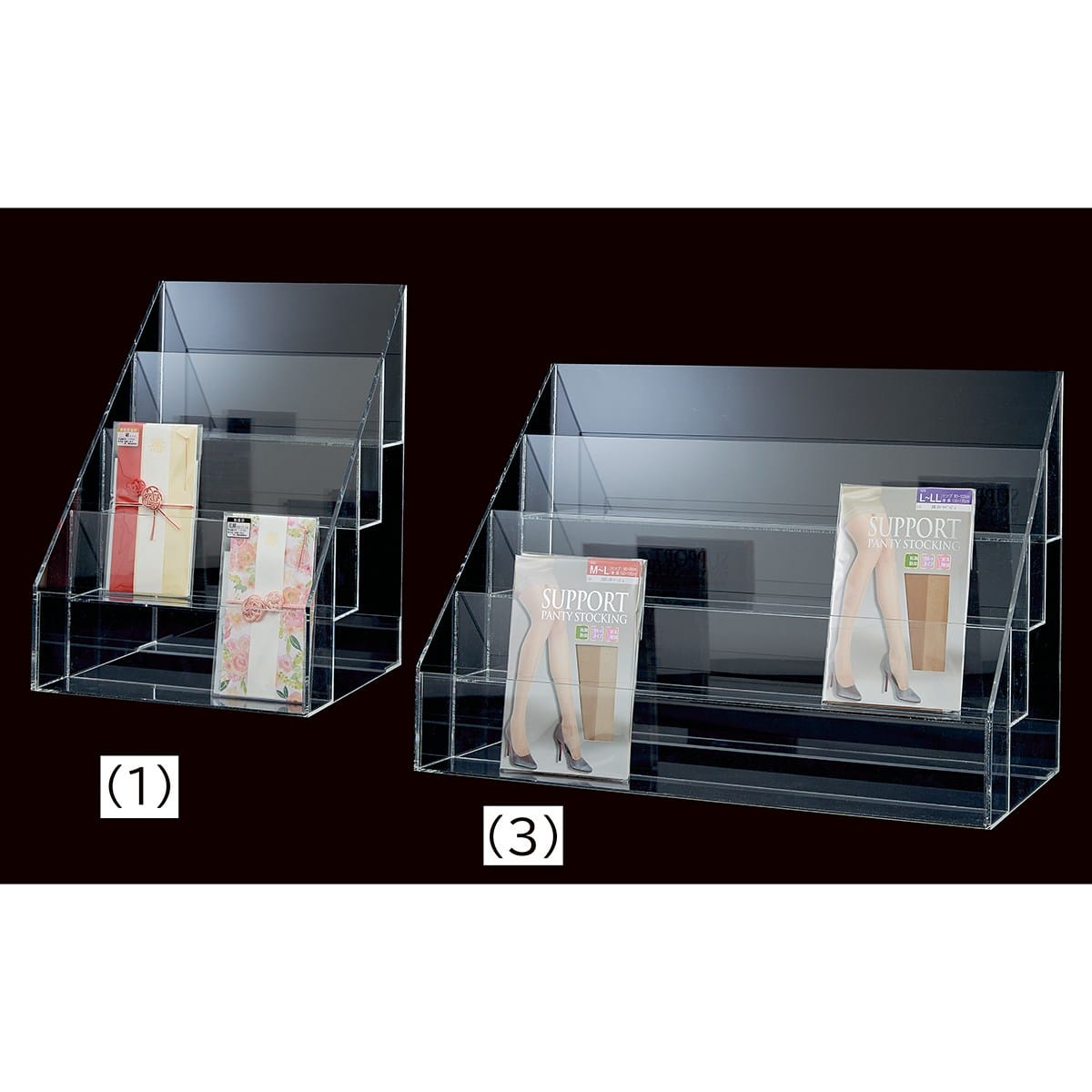 透明アクリル4段ディスプレイ 幅30cm